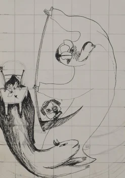 Pamono Jean-Claude Silbermann, Sneaky Signs, The Reaper and the Animals, Original Signed Drawing> Work On Paper
