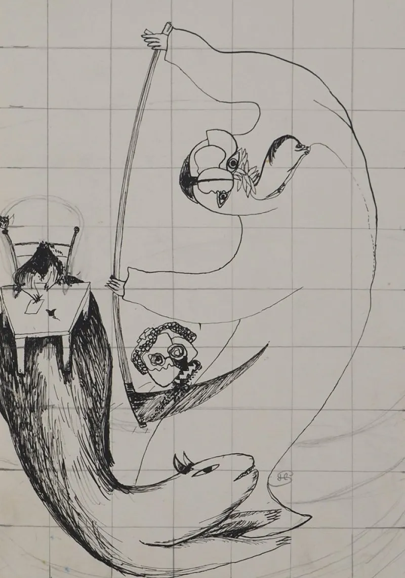 Pamono Jean-Claude Silbermann, Sneaky Signs, The Reaper and the Animals, Original Signed Drawing> Work On Paper