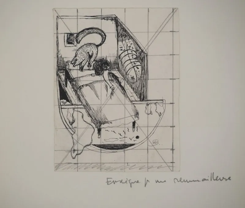 Online Pamono Jean-Claude Silbermann, Sneaky Signs, The Bedroom, Original Signed Drawing