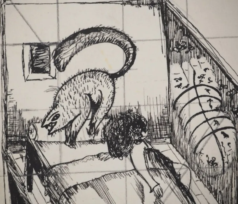 Online Pamono Jean-Claude Silbermann, Sneaky Signs, The Bedroom, Original Signed Drawing