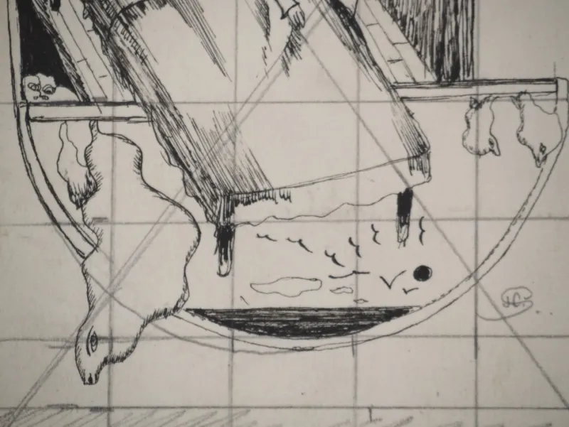 Online Pamono Jean-Claude Silbermann, Sneaky Signs, The Bedroom, Original Signed Drawing