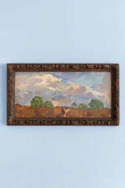 New Pamono Jean-Louis Lefort, Landscape under a Summer Sky, Oil Painting on Board, Early 20th Century, Framed