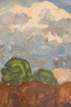 New Pamono Jean-Louis Lefort, Landscape under a Summer Sky, Oil Painting on Board, Early 20th Century, Framed