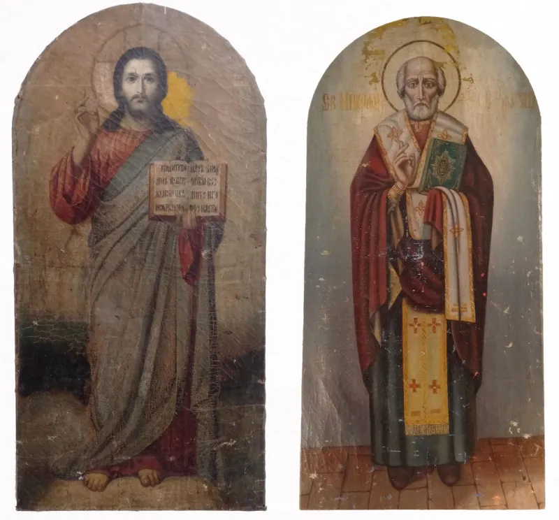 Pamono Jesus Christ and St. Peter, Oil on Canvas, Set of 2> Old Masters
