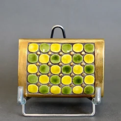 Pamono Jewellery Box with Decorative Ceramic Lid by Mithé Espelt, 1960s