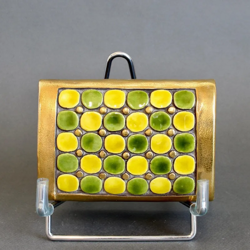 Pamono Jewellery Box with Decorative Ceramic Lid by Mithé Espelt, 1960s