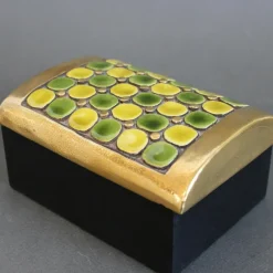 Pamono Jewellery Box with Decorative Ceramic Lid by Mithé Espelt, 1960s