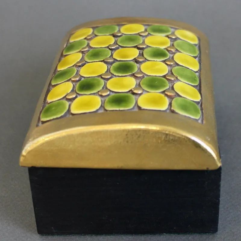 Pamono Jewellery Box with Decorative Ceramic Lid by Mithé Espelt, 1960s