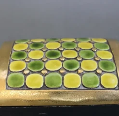Pamono Jewellery Box with Decorative Ceramic Lid by Mithé Espelt, 1960s