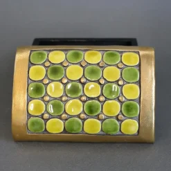 Pamono Jewellery Box with Decorative Ceramic Lid by Mithé Espelt, 1960s