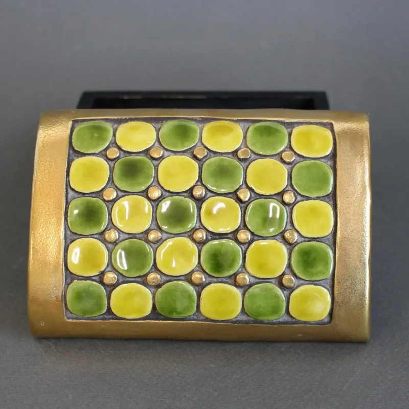 Pamono Jewellery Box with Decorative Ceramic Lid by Mithé Espelt, 1960s