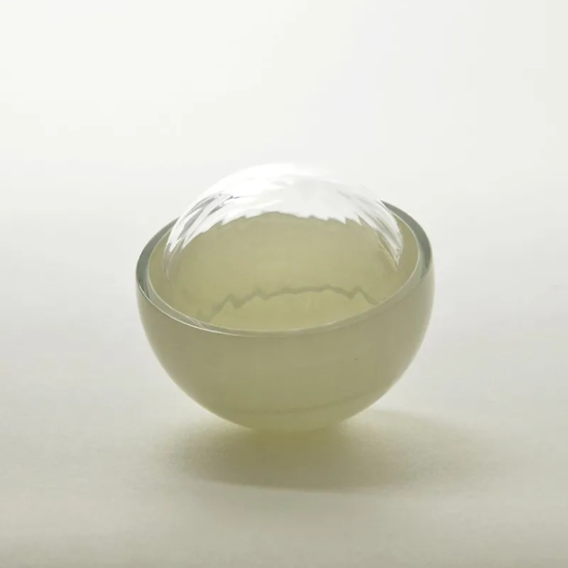 Pamono Jewelry Box in Beige, Moire Collection, Hand-Blown Glass by Atelier George> Trunks, Crates & Baskets
