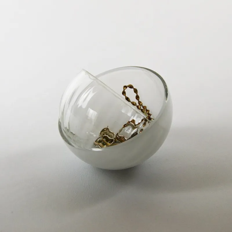 Pamono Jewelry Box in Beige, Moire Collection, Hand-Blown Glass by Atelier George> Trunks, Crates & Baskets