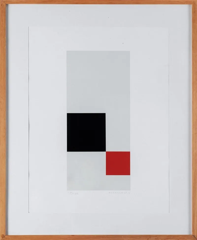 Pamono Jo Niemeyer, Composition in Red, Black and White, Silkscreen