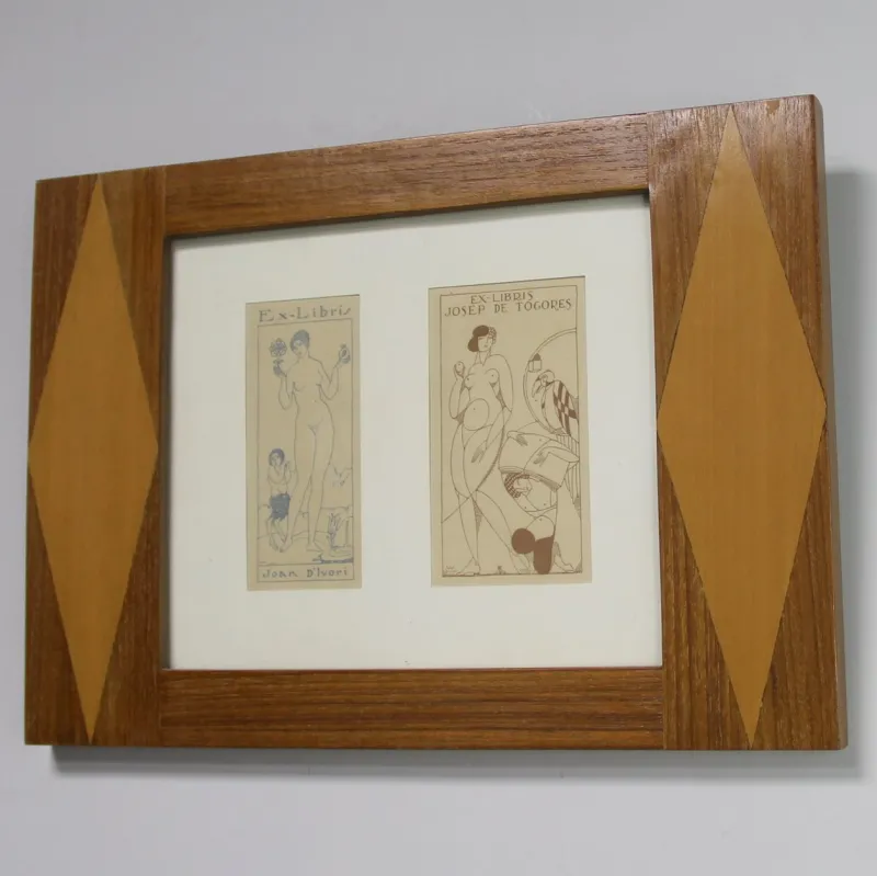 Pamono Joan D'Ivori, Ex Libris Figurative Lithographs, Framed> Art Deco