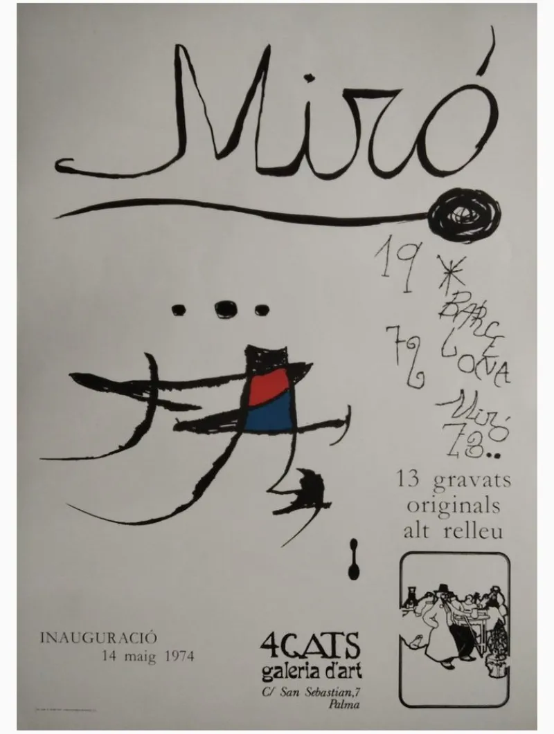Pamono Joan Miró, Cats, Original Engravings, 1974, Set of 13> Surrealist|Mid-Century
