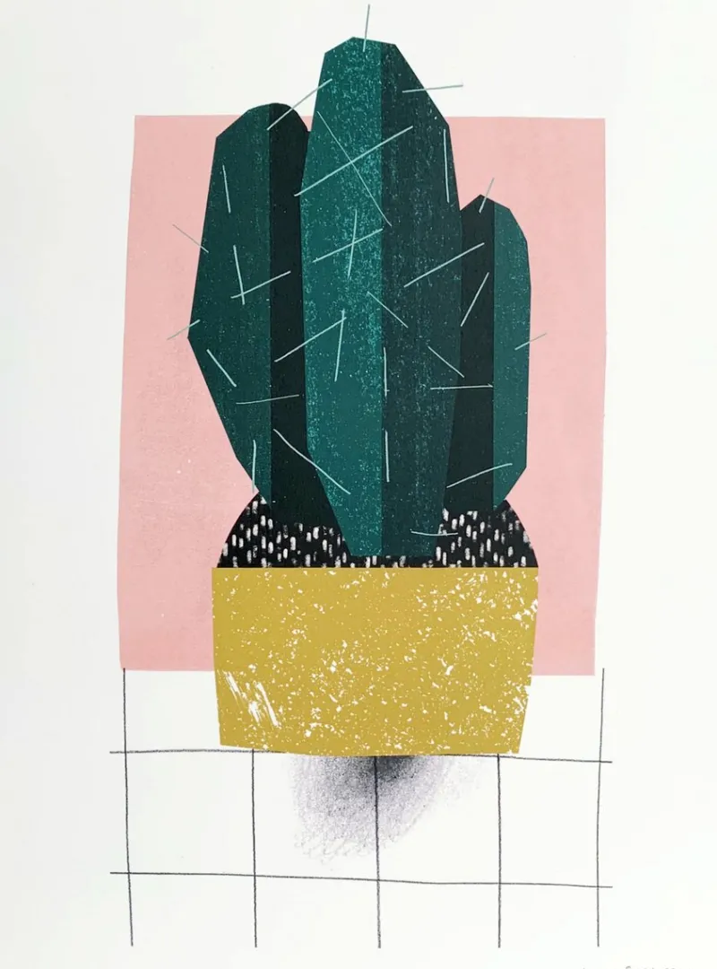 Online Pamono Joanna Gebal, Cactus, 2019, Digital Print & Screen Print & Paper