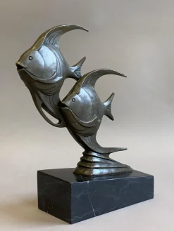 Outlet Pamono Johann Coenraad Altdorf, Art Deco Sunfish, 1920s, Bronze with Marble Base