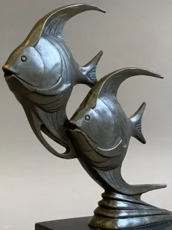 Outlet Pamono Johann Coenraad Altdorf, Art Deco Sunfish, 1920s, Bronze with Marble Base