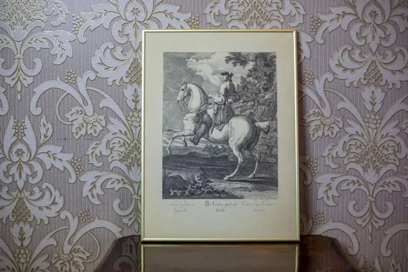 Pamono Johann Elias Ridinger, Figure on Horseback, 19th Century, Copperplate Engraving> Classical