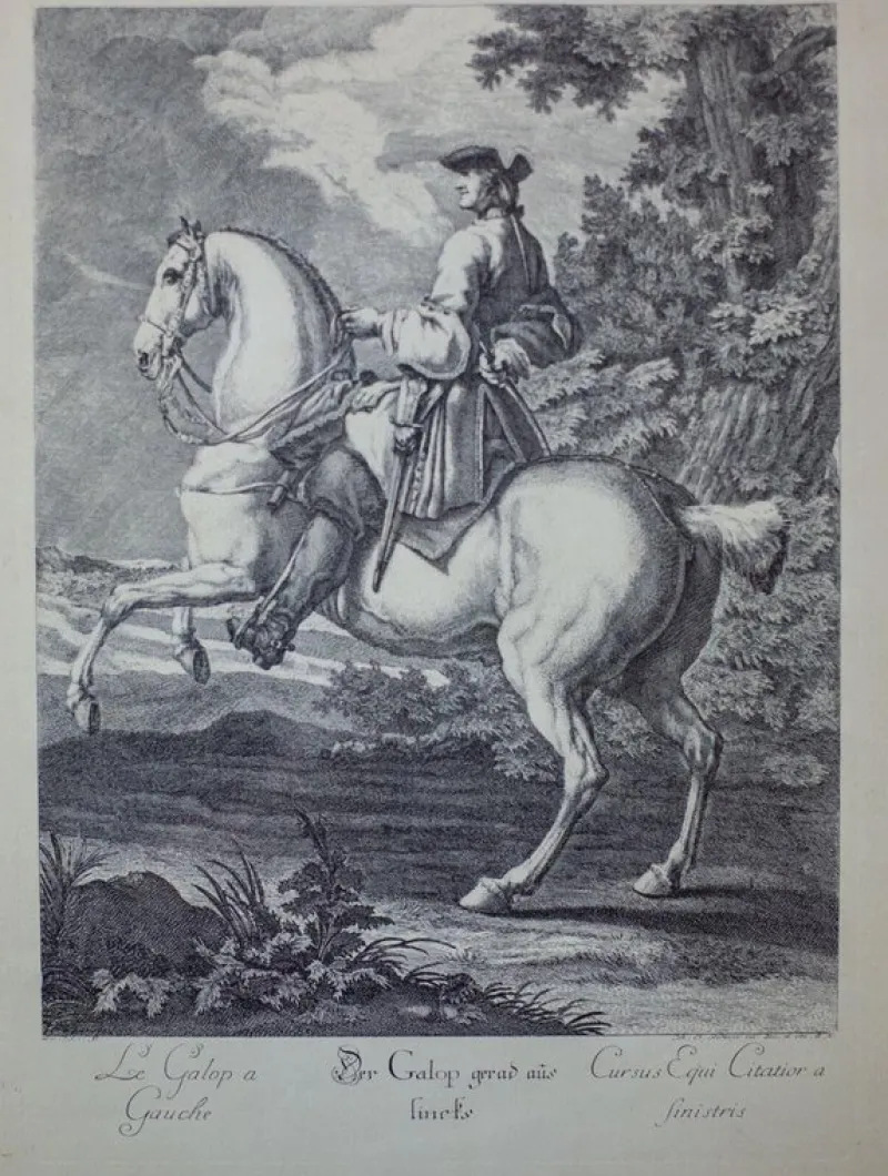Pamono Johann Elias Ridinger, Figure on Horseback, 19th Century, Copperplate Engraving> Classical