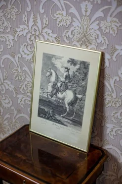Pamono Johann Elias Ridinger, Figure on Horseback, 19th Century, Copperplate Engraving><noscript><img width=