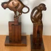 Best Pamono Johannes Bosma, Art Deco Statues of an Ape and a Cat, 1920s-1940s, Bronzes on Wooden Bases, Set of 2