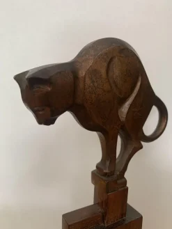 Best Pamono Johannes Bosma, Art Deco Statues of an Ape and a Cat, 1920s-1940s, Bronzes on Wooden Bases, Set of 2