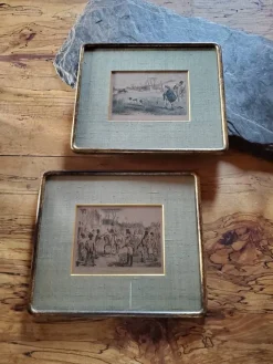 Sale Pamono John Leech, Hunting Caricature Illustrations, 1850s, Lithographs, Framed, Set of 2