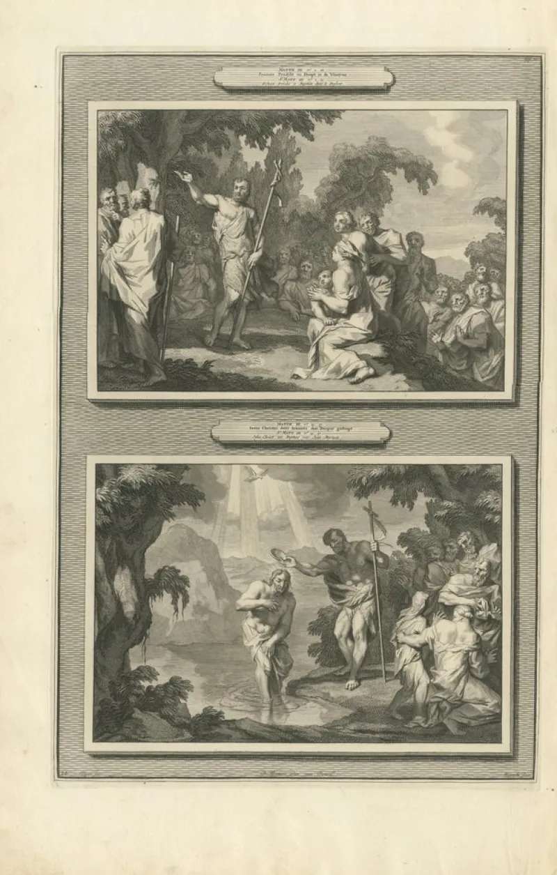 Pamono John the Baptist & Baptism of Christ Engraving, 1700, Paper> Prints & Multiples