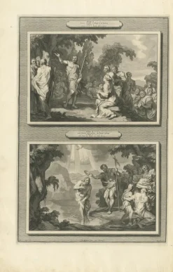 Pamono John the Baptist & Baptism of Christ Engraving, 1700, Paper><noscript><img width=