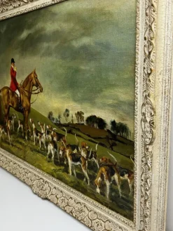 Pamono John Theodore Kenney, Red Coat Huntsman wwith Hound Dogs, 1957, Oil Painting, Framed><noscript><img width=