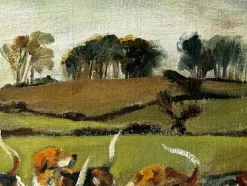 Pamono John Theodore Kenney, Red Coat Huntsman wwith Hound Dogs, 1957, Oil Painting, Framed><noscript><img width=