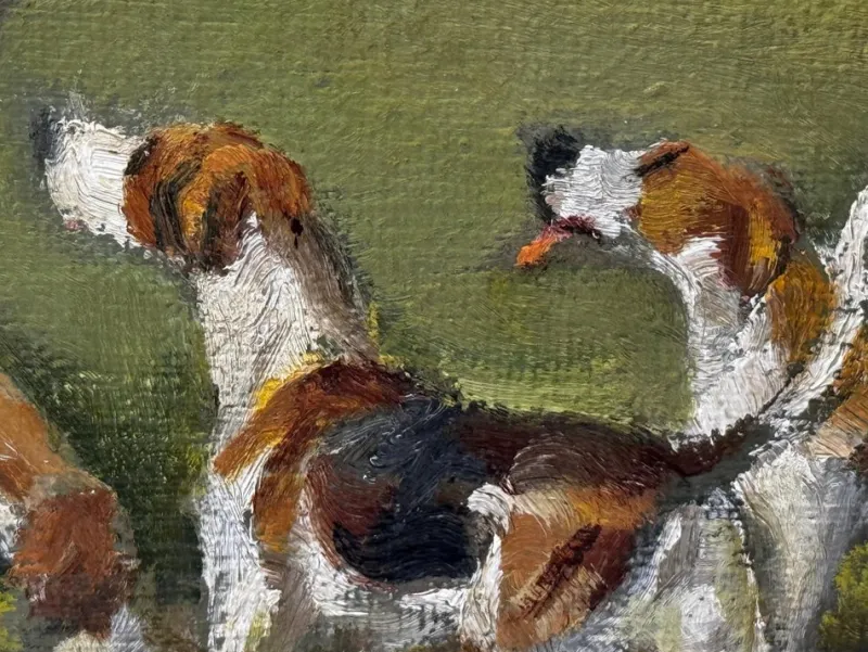 Pamono John Theodore Kenney, Red Coat Huntsman wwith Hound Dogs, 1957, Oil Painting, Framed> Classical