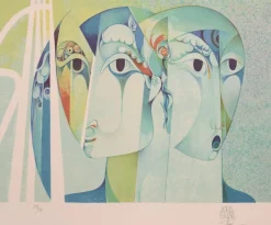Pamono Jordi Aluma Masvidal, Man and Woman on the Highway, Mid-20th Century, Ink & Pencil on Paper
