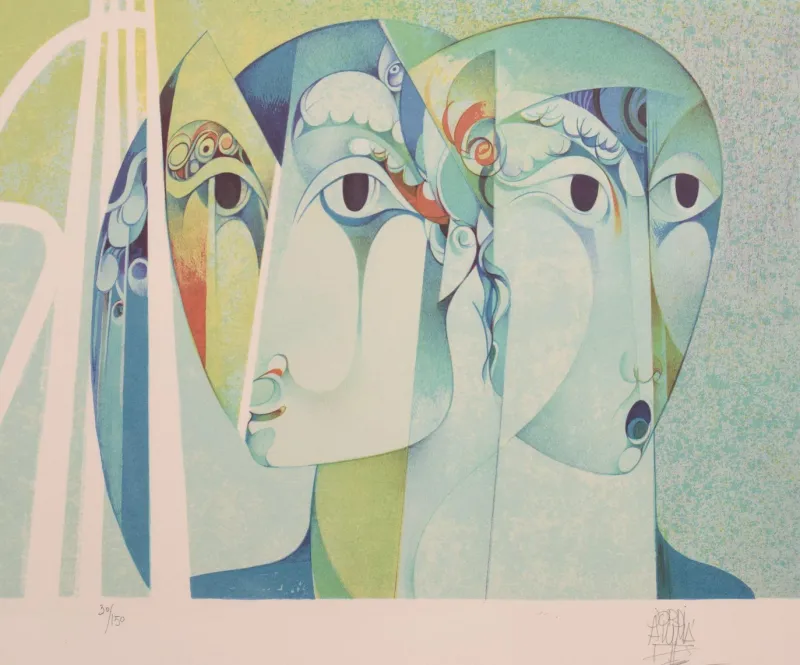Pamono Jordi Aluma Masvidal, Man and Woman on the Highway, Mid-20th Century, Ink & Pencil on Paper