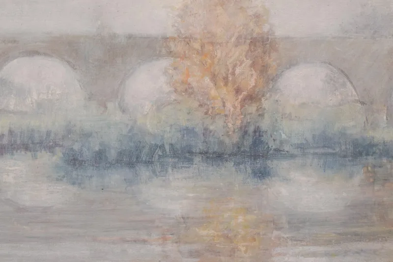 Outlet Pamono José Luis Sanz Magallon, Impressionist River Scene, 20th-Century, Oil on Canvas, Framed