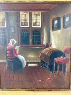 Online Pamono Josef Baüm after Pieter Janssens Elinga, Reading Woman, Oil on Canvas, 1944, Framed
