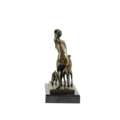 Best Pamono Josef Lorenzl, Art Deco Female Nude with Dogs, 1920s, Bronze on Marble Base