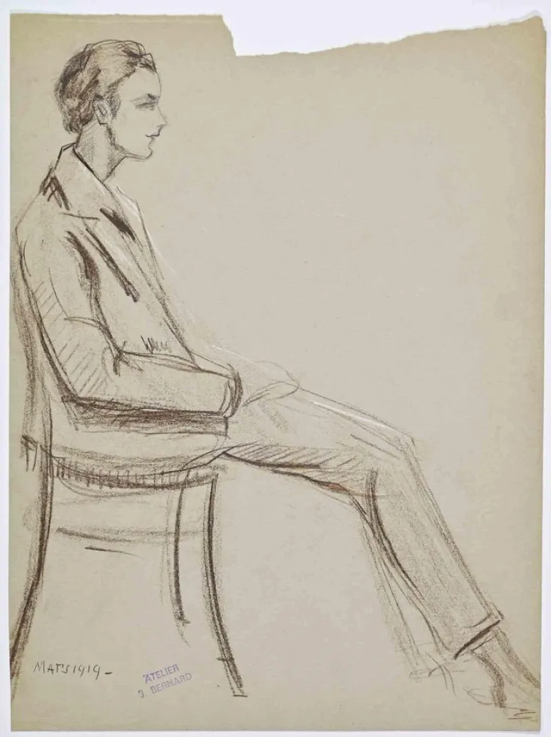 Pamono Joseph Bernard, Portrait, Pastel Drawing, 1919> Work On Paper