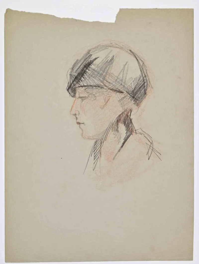 Pamono Joseph Bernard, Portrait, Pastel Drawing, 1919> Work On Paper