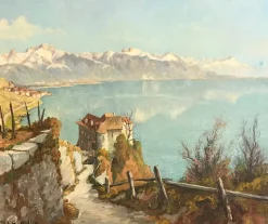 Pamono Joseph G. Muller, Castle View, Oil on Canvas> Classical