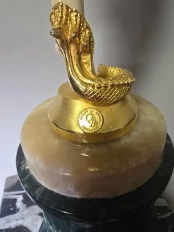 Pamono J.R. Colinet, Chryselephantine Style Sculpture, 1930, Gilt Bronze on Marble Base><noscript><img width=