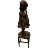Pamono Juan Clara, Girl on a Chair, 1920s-1940s, Bronze> Sculpture