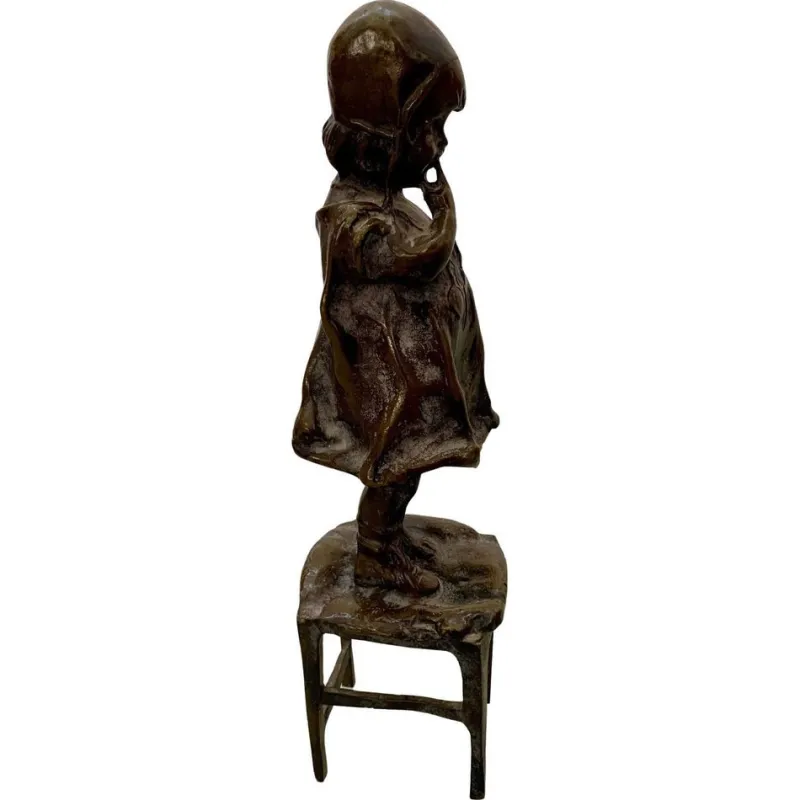 Pamono Juan Clara, Girl on a Chair, 1920s-1940s, Bronze> Sculpture