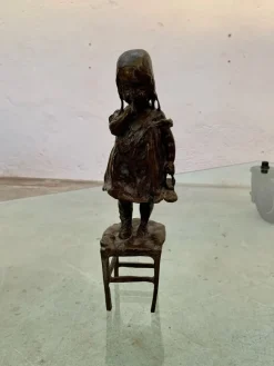 Pamono Juan Clara, Girl on a Chair, 1920s-1940s, Bronze> Sculpture