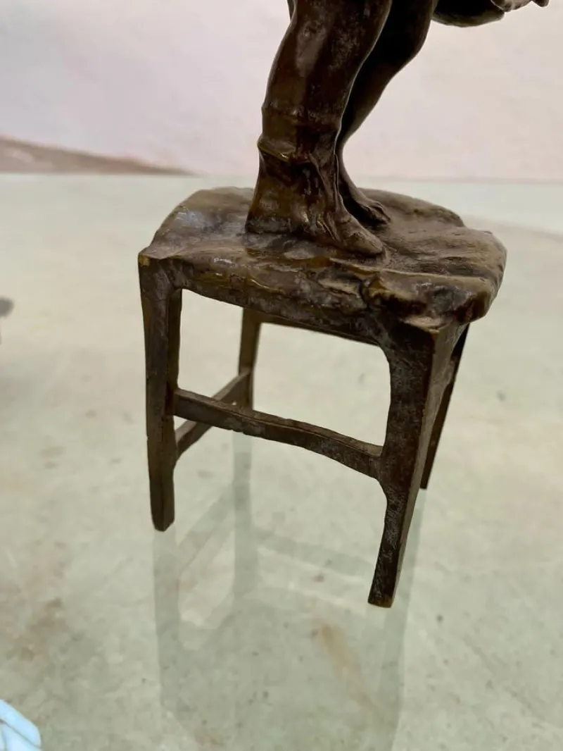 Pamono Juan Clara, Girl on a Chair, 1920s-1940s, Bronze> Sculpture