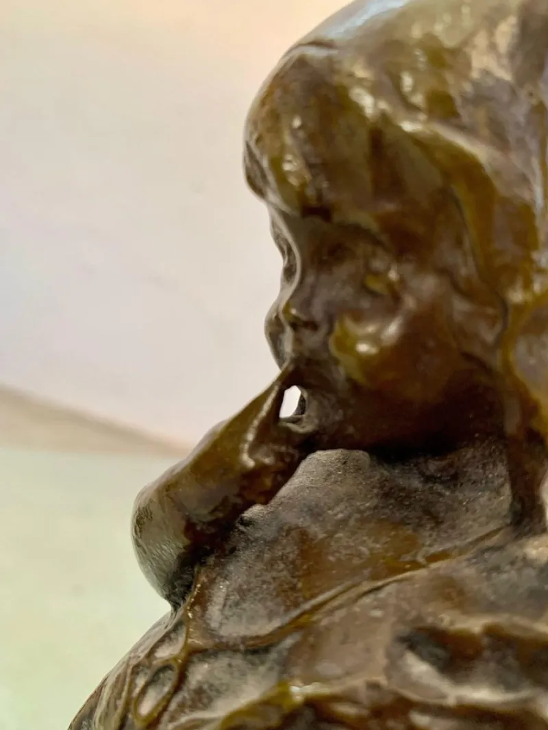 Pamono Juan Clara, Girl on a Chair, 1920s-1940s, Bronze> Sculpture