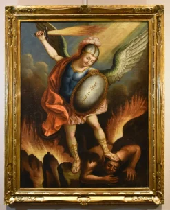 New Pamono Juan Pedro López, Saint Michael the Archangel, 1760, Oil on Canvas, Framed