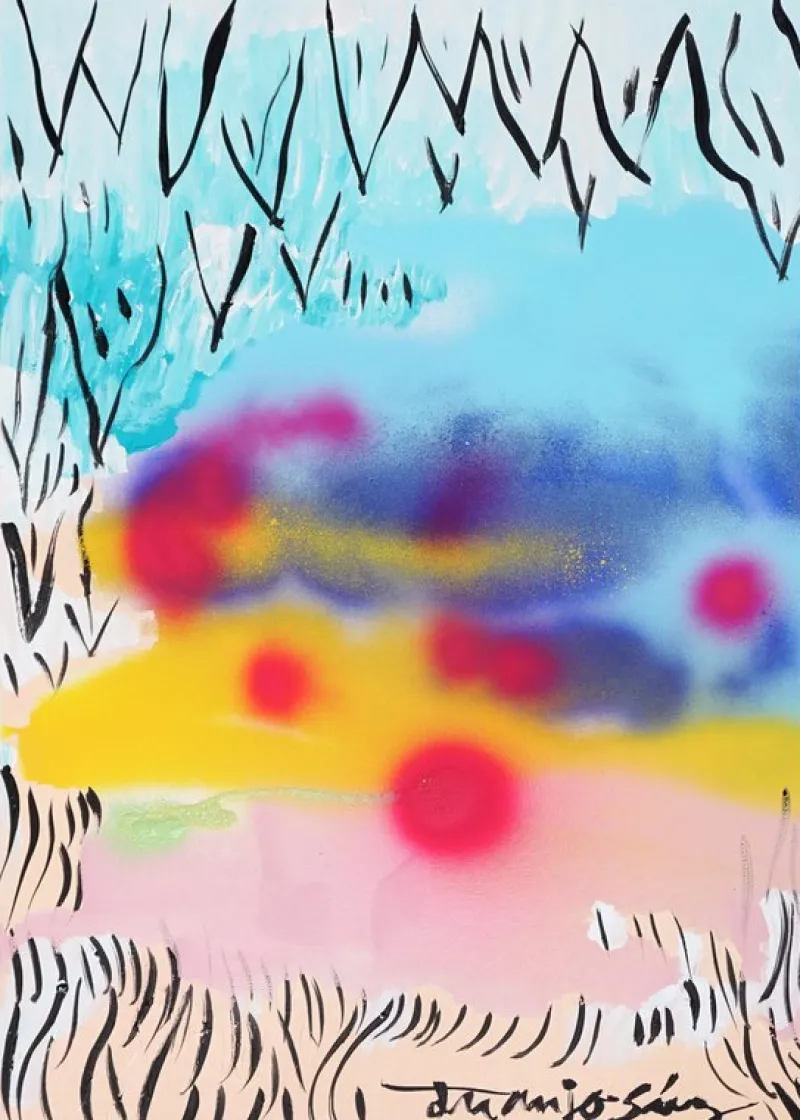 Pamono Juanjo Sáez, Bubbles Between Clouds Triptych, 2025, Mixed Media on Paper> Work On Paper